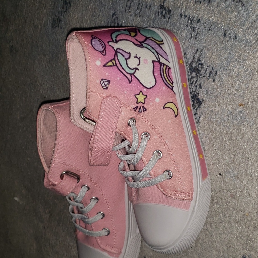 Pink unicorn girl light up shoes